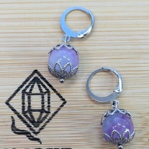 Custom Gemstone & Silver Accented Lever Back Earrings D042